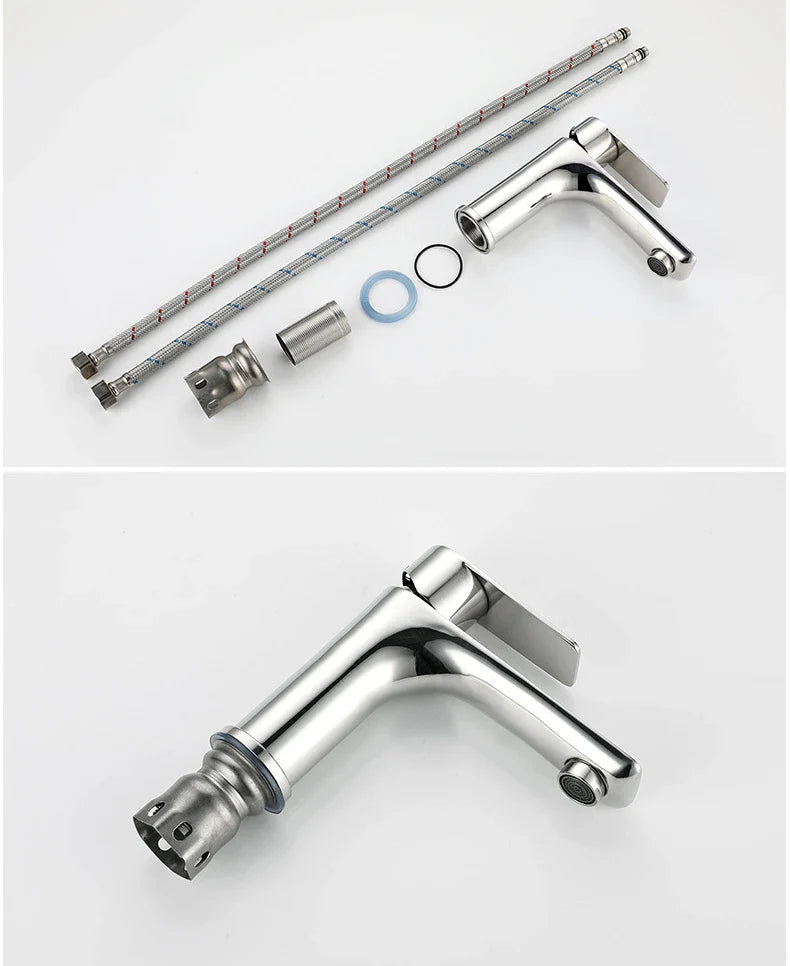 Bathroom Water Faucet Taps Cold and Hot Stainless Steel Single Hole Wash Basin Faucets Mixer Torneira Cascata Dourada