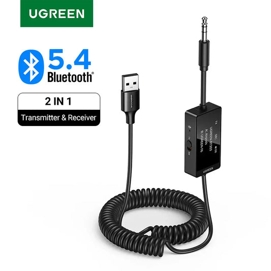 Bluetooth 5.4 Music Receiver Transmitter Adapter OLED Display Wireless 3.5mm Audio USB Adapter Spring for Home Stereo Car