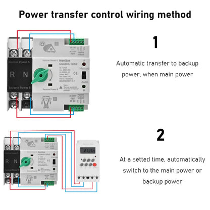 ATS Switch Dual Power Automatic Transfer 2P 125A 63A 100A AC DC Solar Inverter Circuit 3P 4P Three Phase 230V 400V No Diconnect