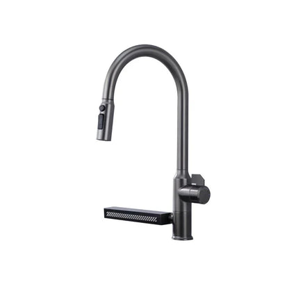 304 Stainless Steel Kitchen Faucet with Waterfall Sink Countertop Installation Hot Cold Mixer 360° Rotation for Kitchen
