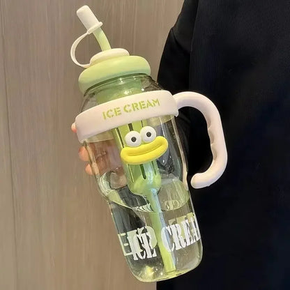 1100ML Sports Water Bottle Cute Aesthetic Large Capacity Straw Cup for Women Children Water Cup Summer Outdoor Portable Use