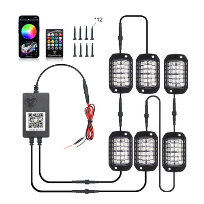 3D Lens Chassis Undergolw Light Remote App Control 12V For Jeep Off-Road 4x4 Truck UTV SUV ATV RZR Car Rock Decorative Lights