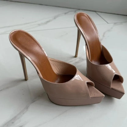 2026 Summer Women's Pointed Toe Open Toe Stiletto Cool Slippers Fashion Women's Wedding Dance Shoes