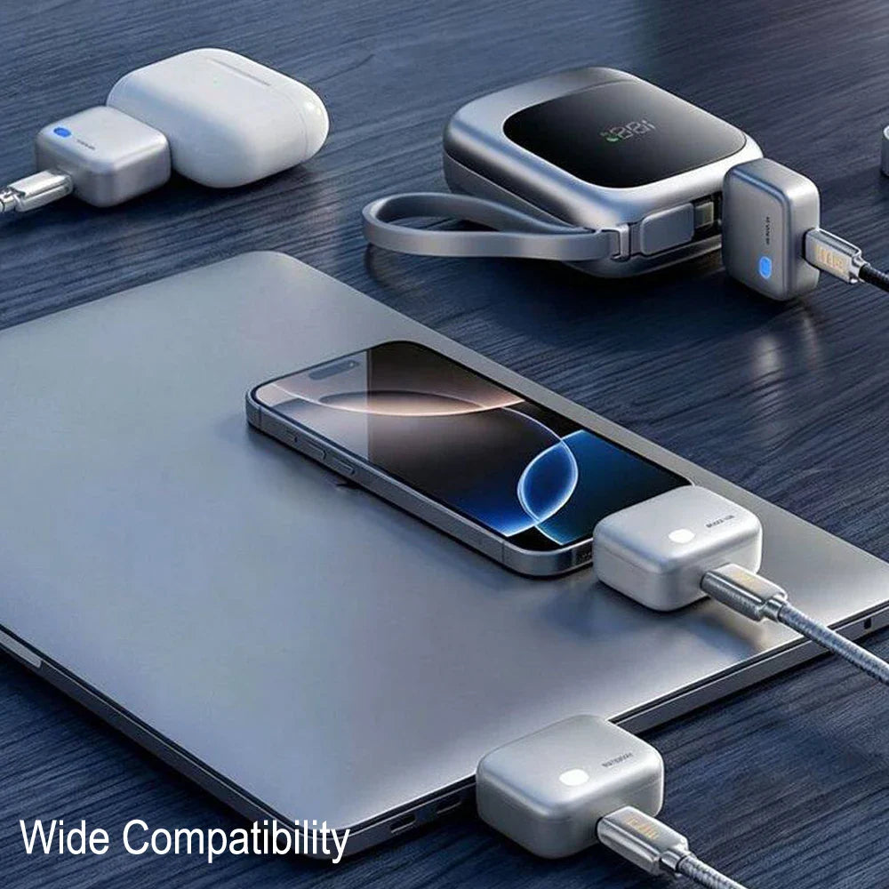 1pcs  20000mAh Portable Charger with Detachable Plug,Fast Charging Power Bank with Built-in Cable,Smart Battery Detection