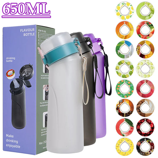 650ML Flavored Water Bottle Sports Drinking Bottle Fruit Fragrance Pods Water Cups for Outdoor Camping Gym Fitness Bottles