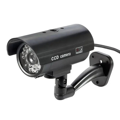 Dummy Security Camera with LED Red Flashing Light - Battery-Powered, Indoor/Outdoor Use