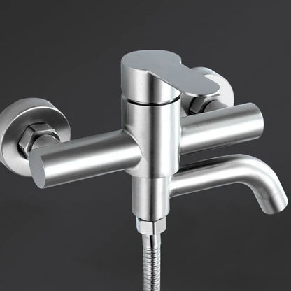 Bathroom Shower Faucets Stainless Steel Triple Bathtub Faucet Mixers Hot Cold Mixer Valve Nozzle Tap Wall Mounted Home Accessory