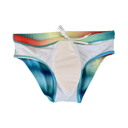 Color triangle men's swimming trunks low belt cup swimming trunks seaside hot spring professional swimsuit 10007zb