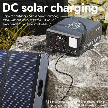 100000mAh Power Bank PD 100W USB C Fast Charge Large Capacity 22.5W  with 7 Outputs & LCD Display Battery Bank Outdoor Camping