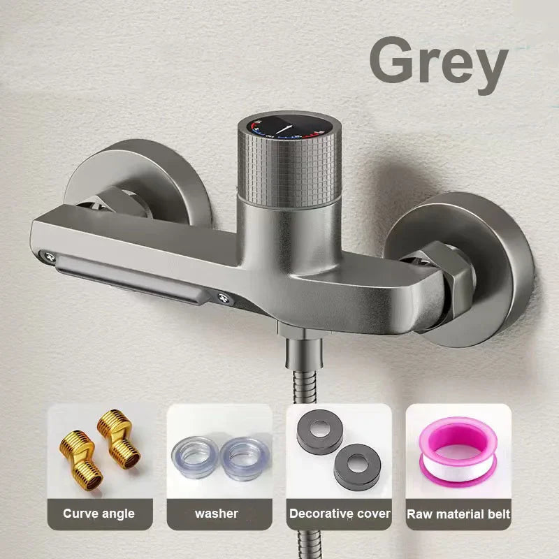 Brass Bathroom Shower Faucet Basin Faucets Wall Mounted Triple Tub Faucet Hot and Cold Water Mixing Valve Faucet