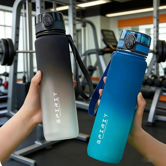 600ml/750ml/1000ml Large Capacity Sports Water Bottle Gradient Color Plastic Cup Drink Items Outdoor Beach Travel Portable Gym