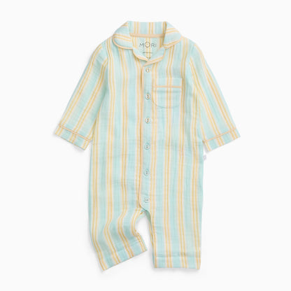 Blue Striped Button Up Romper