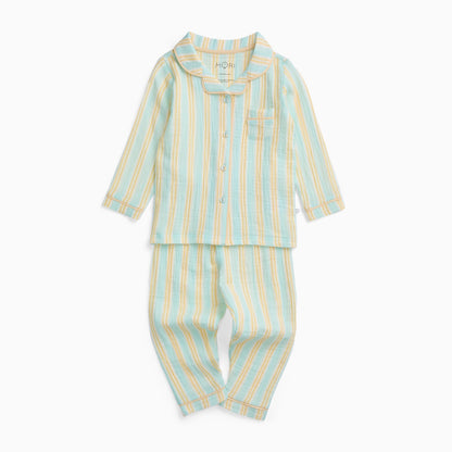 Blue Striped Button Up Pyjamas
