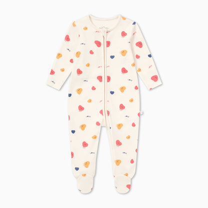 Heart Print Clever Zip Sleepsuit