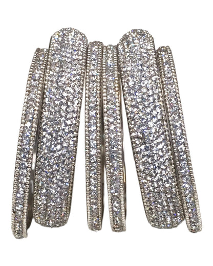 A set of 6 Silver finish Stone Bangles Set - Bollywood, Weddings 7Line R 1022