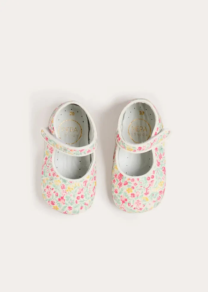 Adelaide Floral Mary Jane Pram Shoes in Pink (17-20EU) SHOES from Pepa London