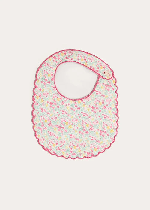 Adelaide Floral Scallop Edge Lined Bib in Pink ACCESSORIES from Pepa London
