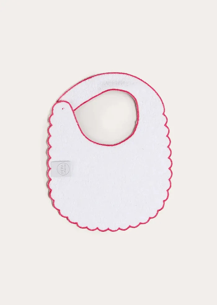 Adelaide Floral Scallop Edge Lined Bib in Pink ACCESSORIES from Pepa London