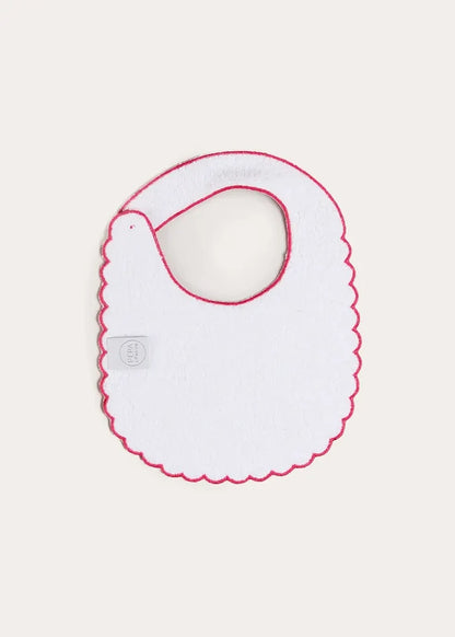 Adelaide Floral Scallop Edge Lined Bib in Pink ACCESSORIES from Pepa London