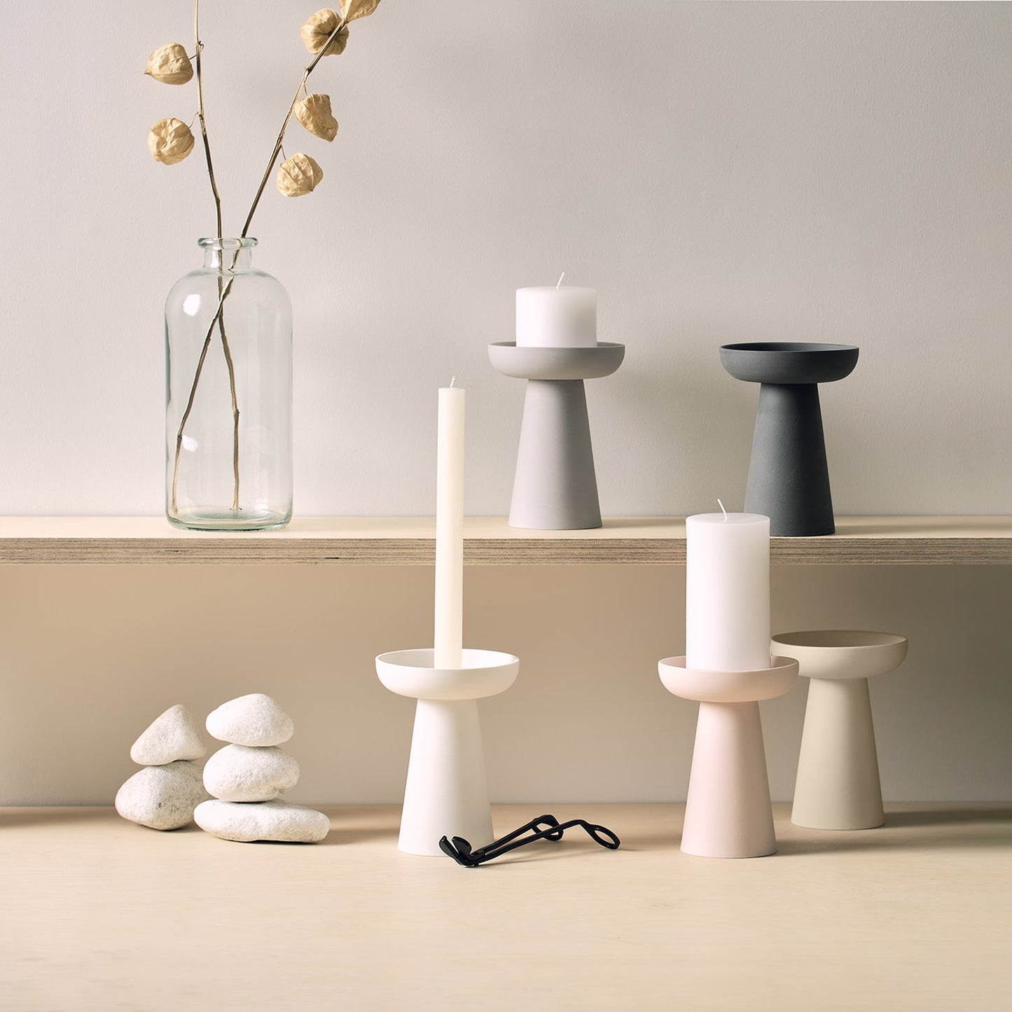 aery living | porcini candle holder large | grey - LC