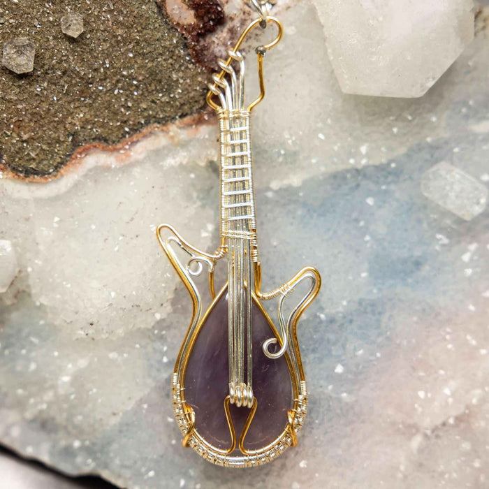 Agate Guitar Wire Wrap Pendant 3.95 Inch