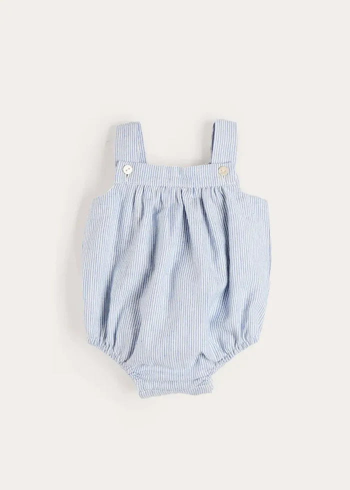 Alexander Stripe Sleeveless Button Detail Romper in Blue (3mths-2yrs) ROMPERS from Pepa London