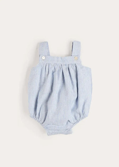 Alexander Stripe Sleeveless Button Detail Romper in Blue (3mths-2yrs) ROMPERS from Pepa London
