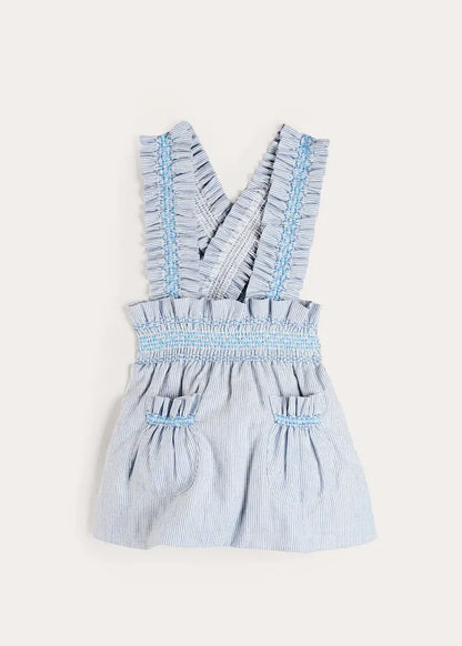 Alexander Stripe Smocked Skirt with Braces in Blue (18mths-6yrs) SKIRTS from Pepa London