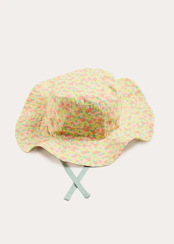 Annie Apple Print Beach Hat in Green (S-L) ACCESSORIES from Pepa London