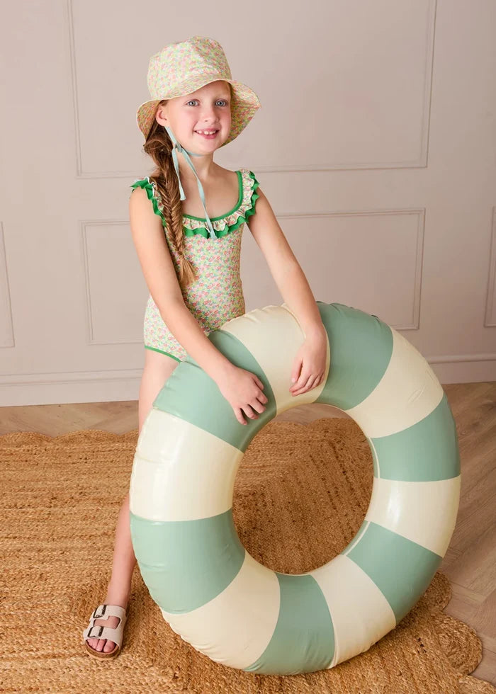 Annie Apple Print Beach Hat in Green (S-L) ACCESSORIES from Pepa London