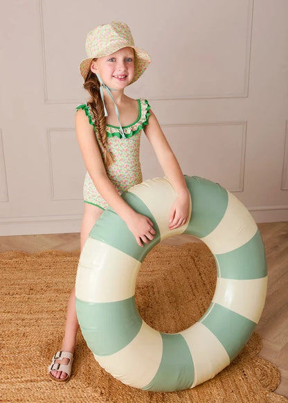 Annie Apple Print Beach Hat in Green (S-L) ACCESSORIES from Pepa London