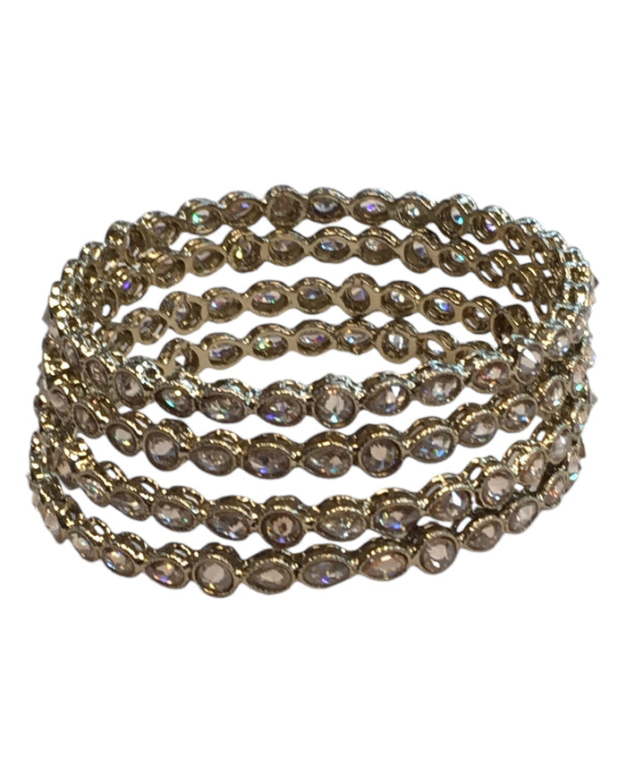 Antique Gold Finish Gold Reverse Stone Bangles (Set of 4) - Mix N Match - NIR832A