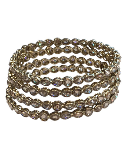 Antique Gold Finish Gold Reverse Stone Bangles (Set of 4) - Mix N Match - NIR832A