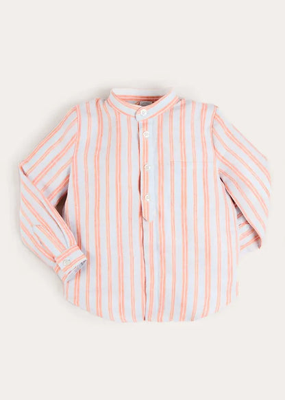 August Stripe Mao Collar Shirt in Orange (18mths- 10yrs) SHIRTS from Pepa London