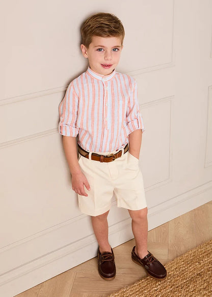 August Stripe Mao Collar Shirt in Orange (18mths- 10yrs) SHIRTS from Pepa London