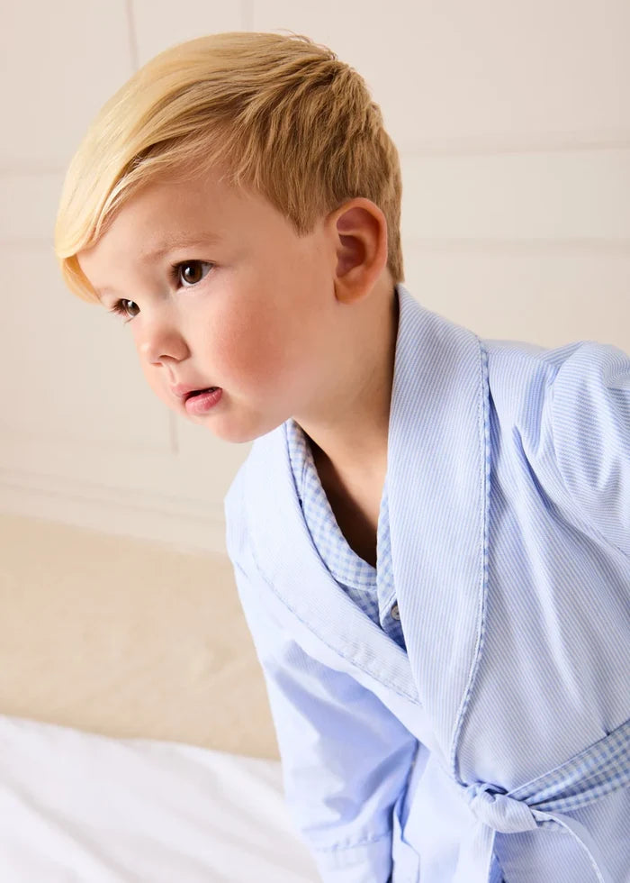 Barnaby Stripe Light Weight Dressing Gown in Blue (2-10yrs) NIGHTWEAR from Pepa London