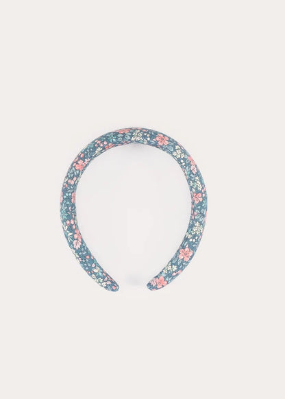 Beatrice Floral Padded Hairband in Teal Hair Accessories from Pepa London