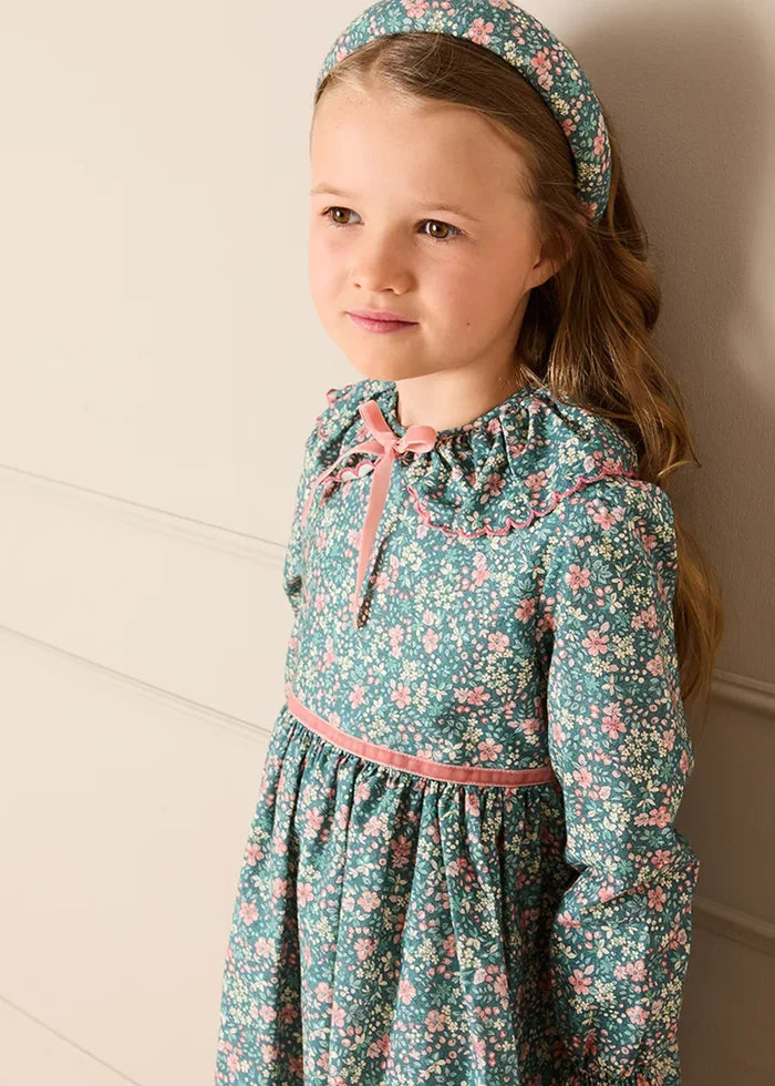 Beatrice Floral Padded Hairband in Teal Hair Accessories from Pepa London