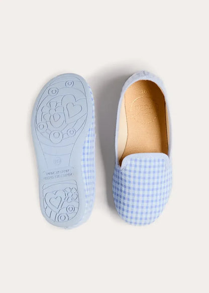 Beauchamp Gingham Slippers in Blue (24-35EU) SHOES from Pepa London