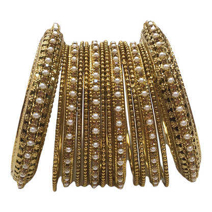 Beautiful Set of 14 Antique finish Pearl bangles - Mix N Match - JB1839T 0921