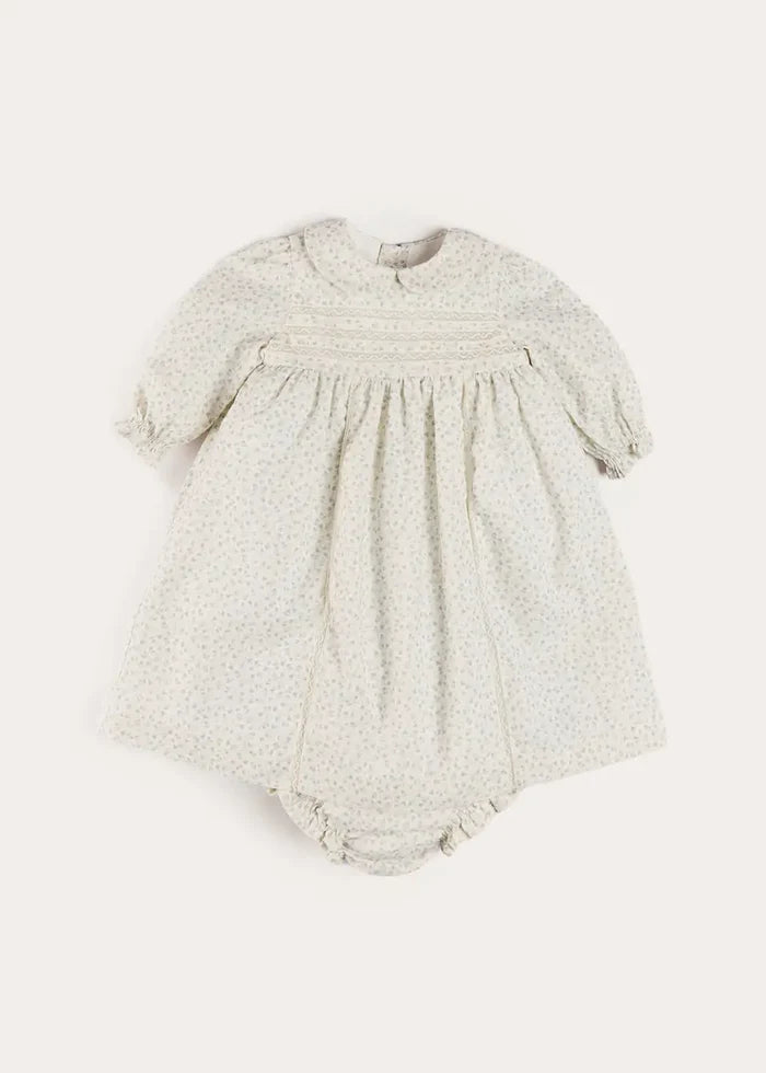 Betsy Floral Lace Detail Dress in Blue (1mth-12mths) DRESSES from Pepa London