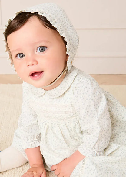 Betsy Floral Lace Detail Dress in Blue (1mth-12mths) DRESSES from Pepa London