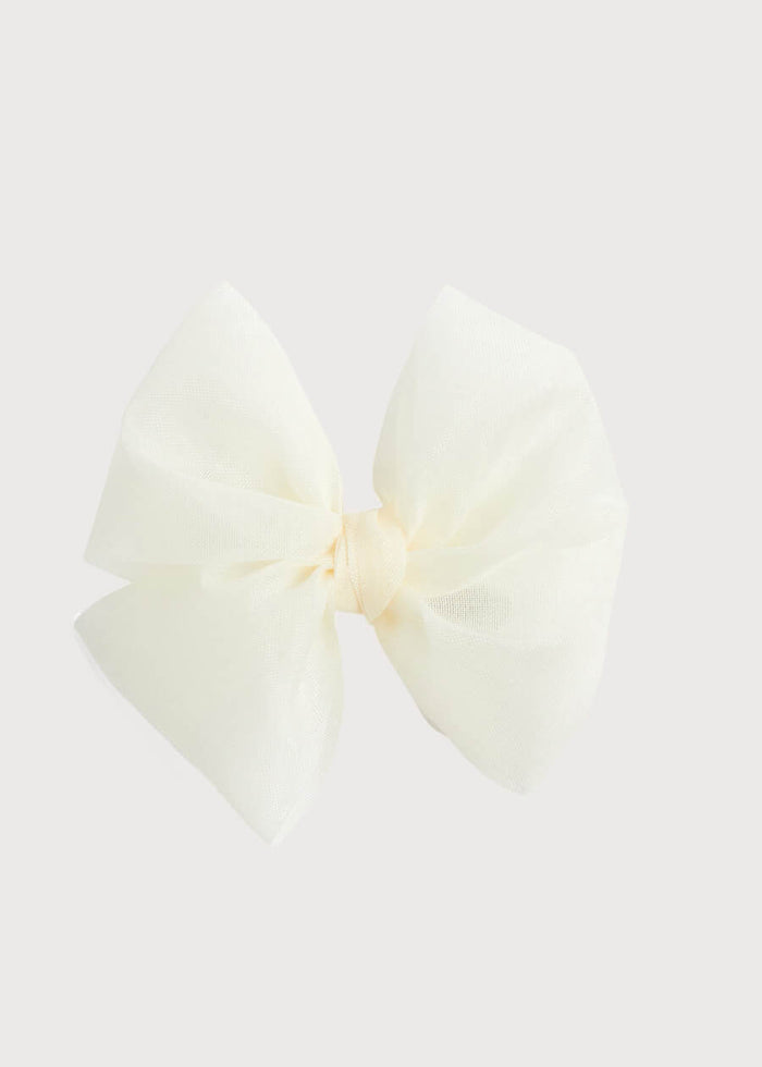 Big Bow Tulle Clip in Ivory HAIR ACCESSORIES from Pepa London