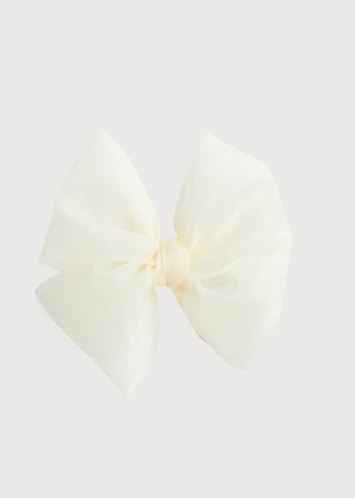 Big Bow Tulle Clip in Ivory HAIR ACCESSORIES from Pepa London