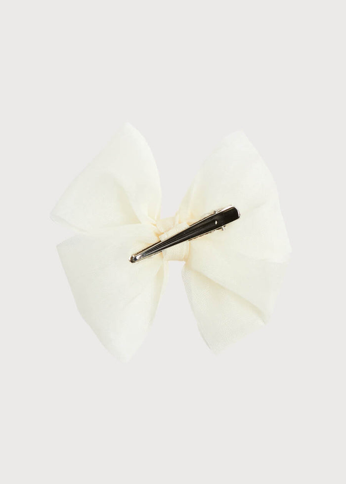 Big Bow Tulle Clip in Ivory HAIR ACCESSORIES from Pepa London