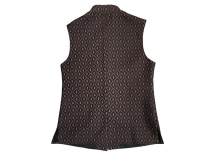 Black - Premium Handloom Brocade Mens Waistcoat - Amazing Fit - DG2204 KJ 0522