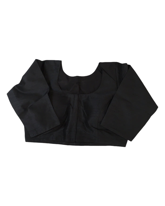 Black - Silky Saree blouse with cups,  Long Sleeves, High Back - 42" - UK Stock - Quick Delivery - RNK - R231F-A