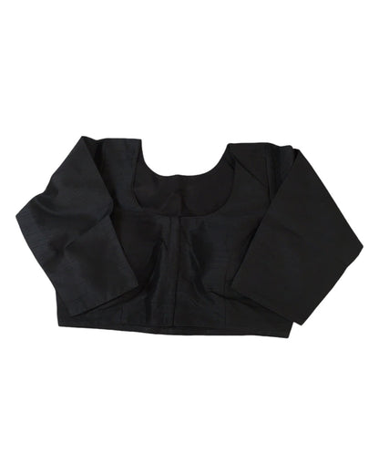 Black - Silky Saree blouse with cups,  Long Sleeves, High Back - 42" - UK Stock - Quick Delivery - RNK - R231F-A