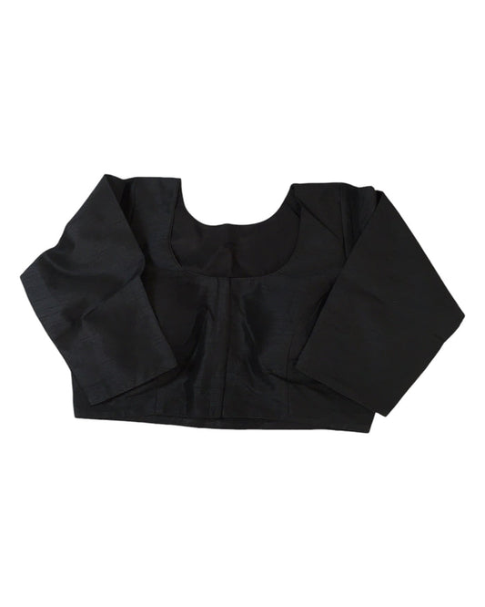 Black - Silky Saree blouse with cups,  Long Sleeves, High Back - 42" - UK Stock - Quick Delivery - RNK - R231F-A