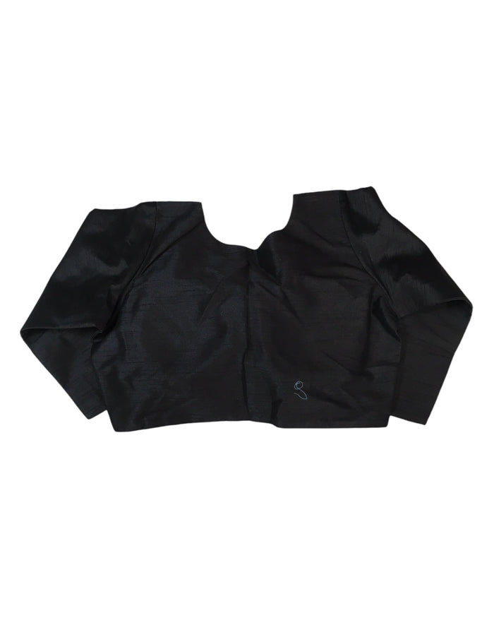Black - Silky Saree blouse with cups,  Long Sleeves, High Back - 42" - UK Stock - Quick Delivery - RNK - R231F-A